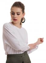 Áo thun Hnoss cổ tròn tay xoắn màu trắng
