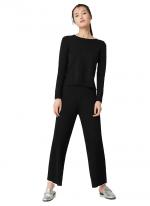 Áo sweater Mango 83040185 tay dài màu đen cổ viền trắng