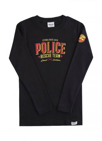 Áo thun bé trai Police K083 đen tay dài in chữ POLICE