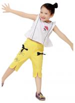 Áo kiểu bé gái YF màu trắng nhún eo đính chiếc dù